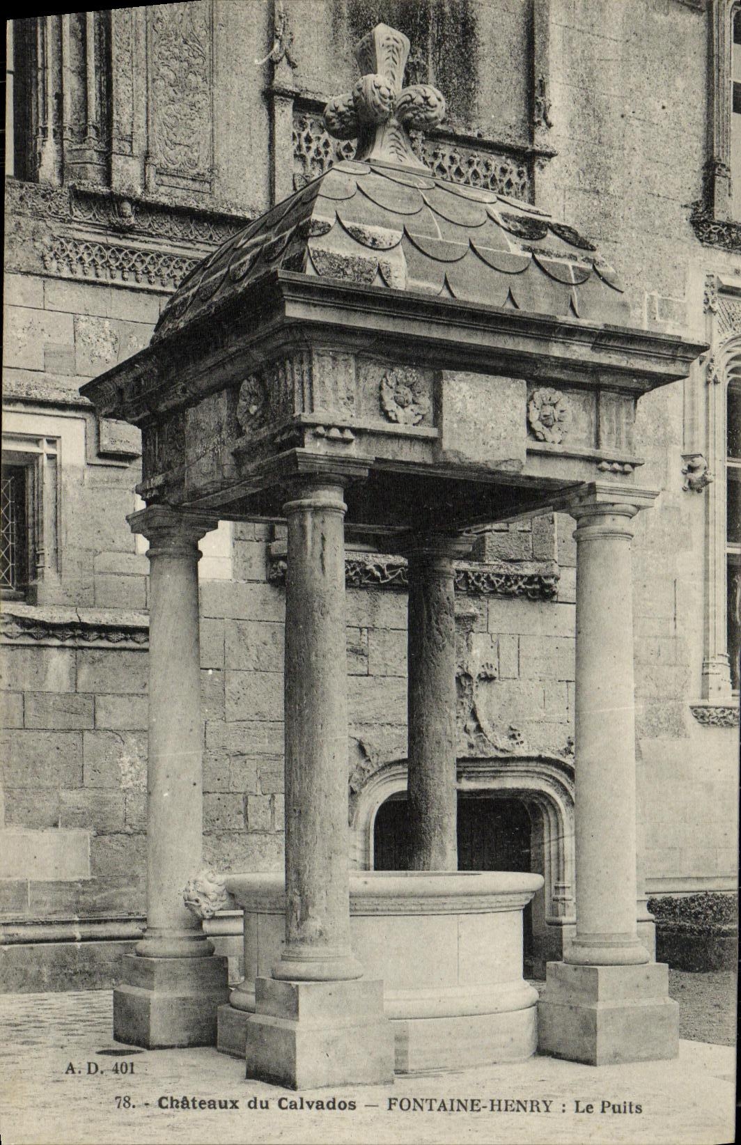 Castillos de la POSTAL de la VENDIMIA de la fuente de Henry del Apple brandy el pozo