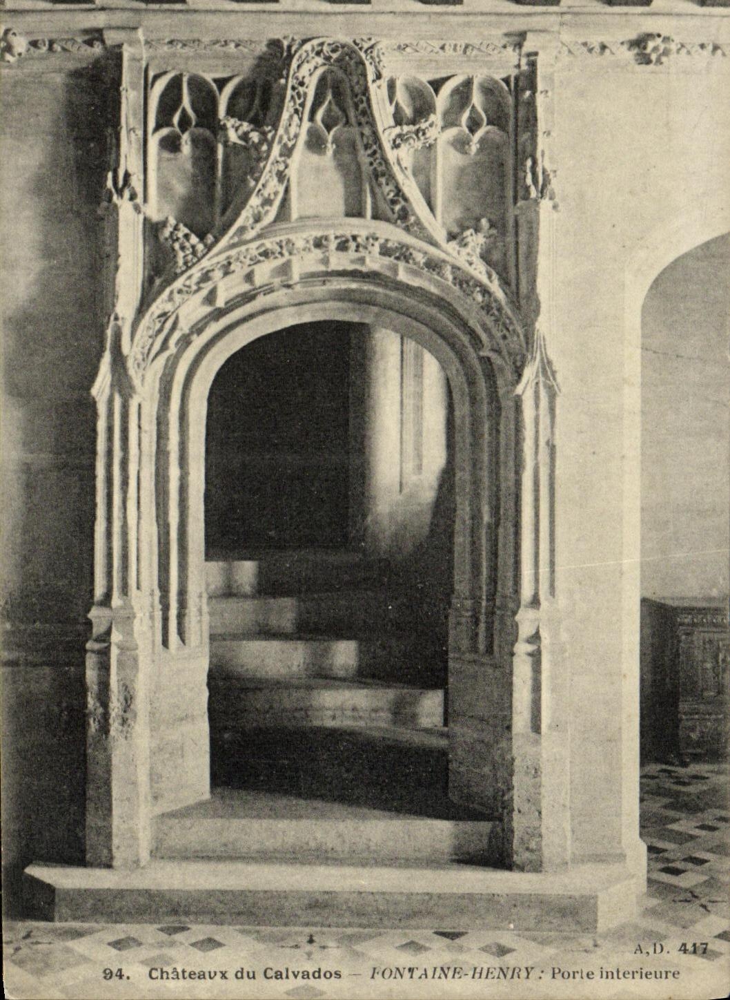 Los Chateaux de la POSTAL de la VENDIMIA de la fuente de Henry del Apple brandy llevan el interior