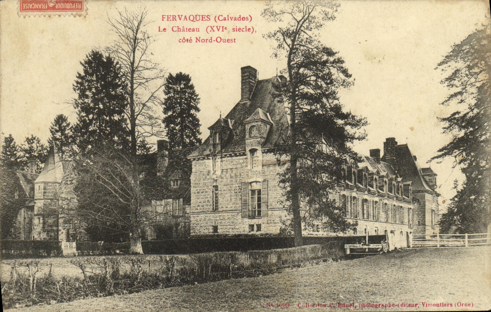 VINTAGE POSTCARD Fervaques the Castle dimensions Northern West