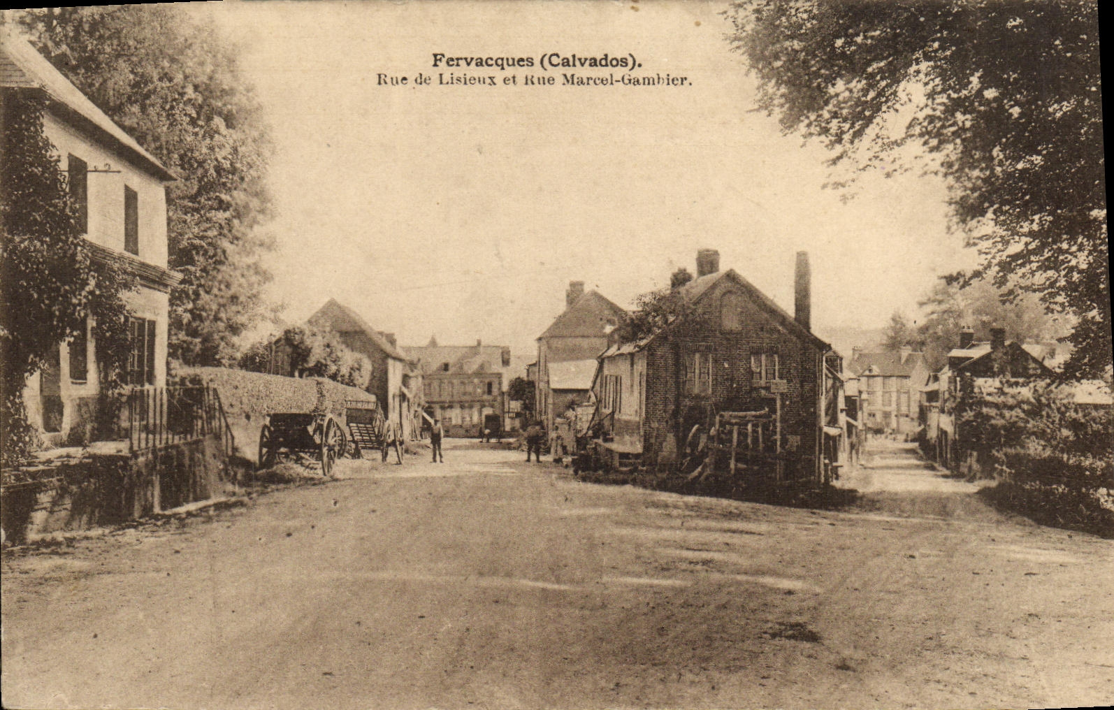 VINTAGE POSTCARD Fervacques Street of Lisieux and Rue Marcel Gambier