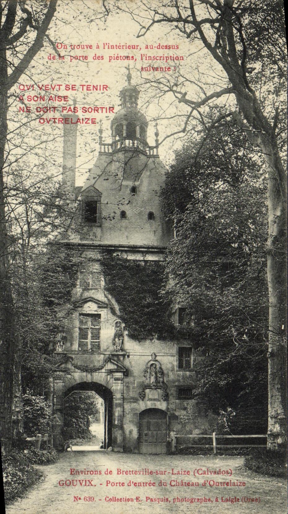 VINTAGE POSTCARD Gouvix Carries D entered of the Castle D Outrelaize