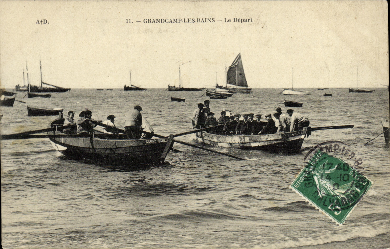 VINTAGE POSTCARD Grandcamp les Bains the Departure