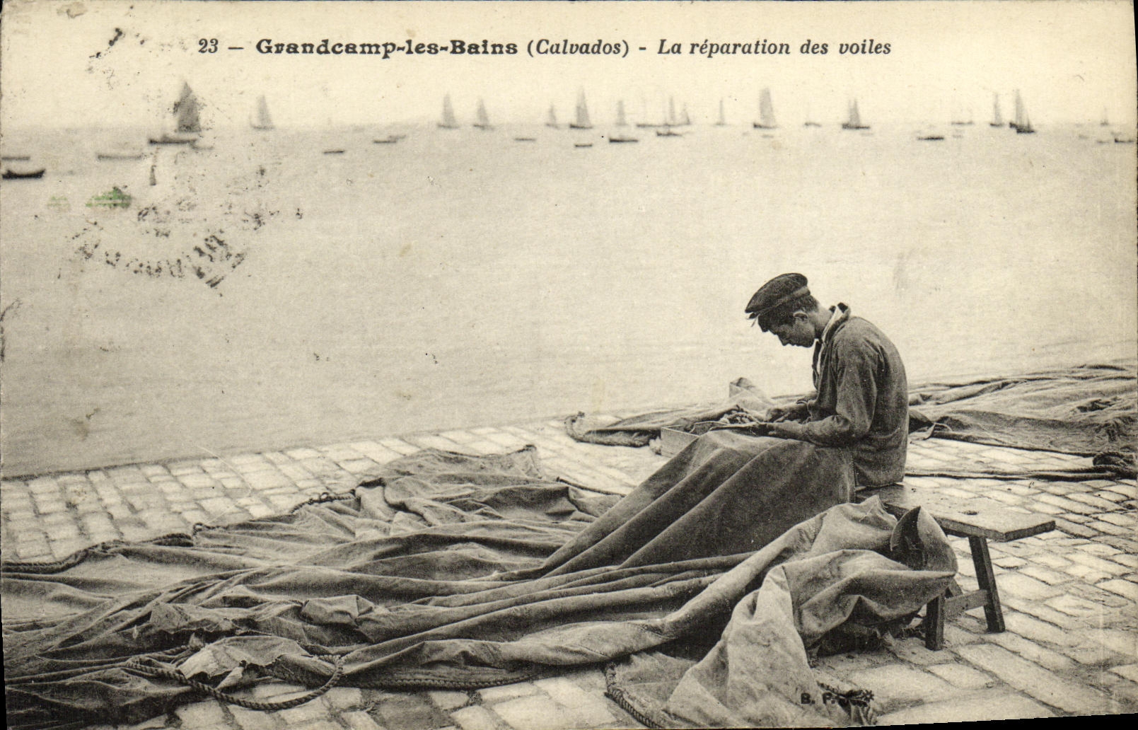 VINTAGE POSTCARD Grandcamp les Bains the repair of the veils Sinner TOP