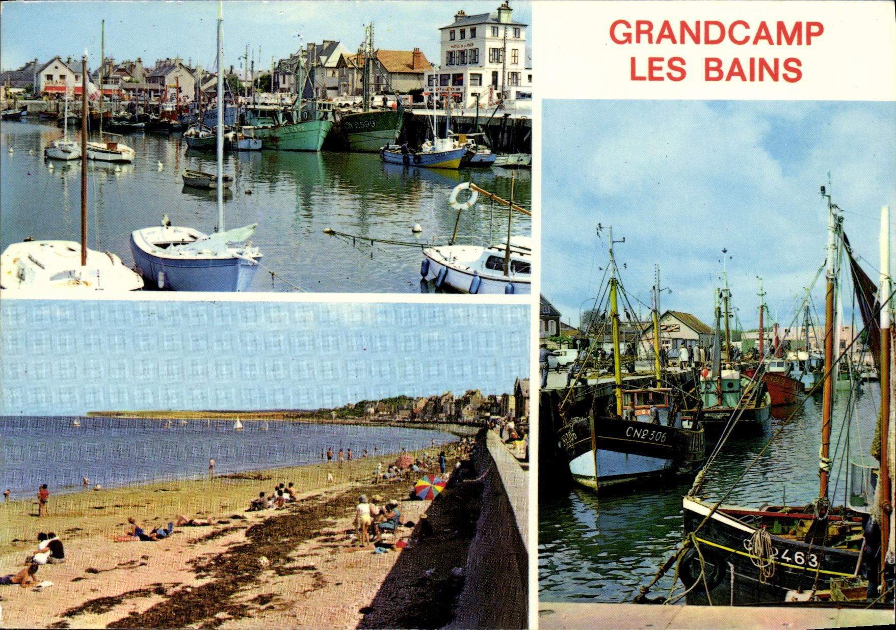 MODERN CARD Grandcamp les Bains the Port the Beach Boats