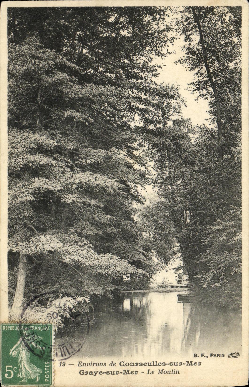 VINTAGE POSTCARD Graye on Sea the Mill Surroundings of Courseuilles on Sea