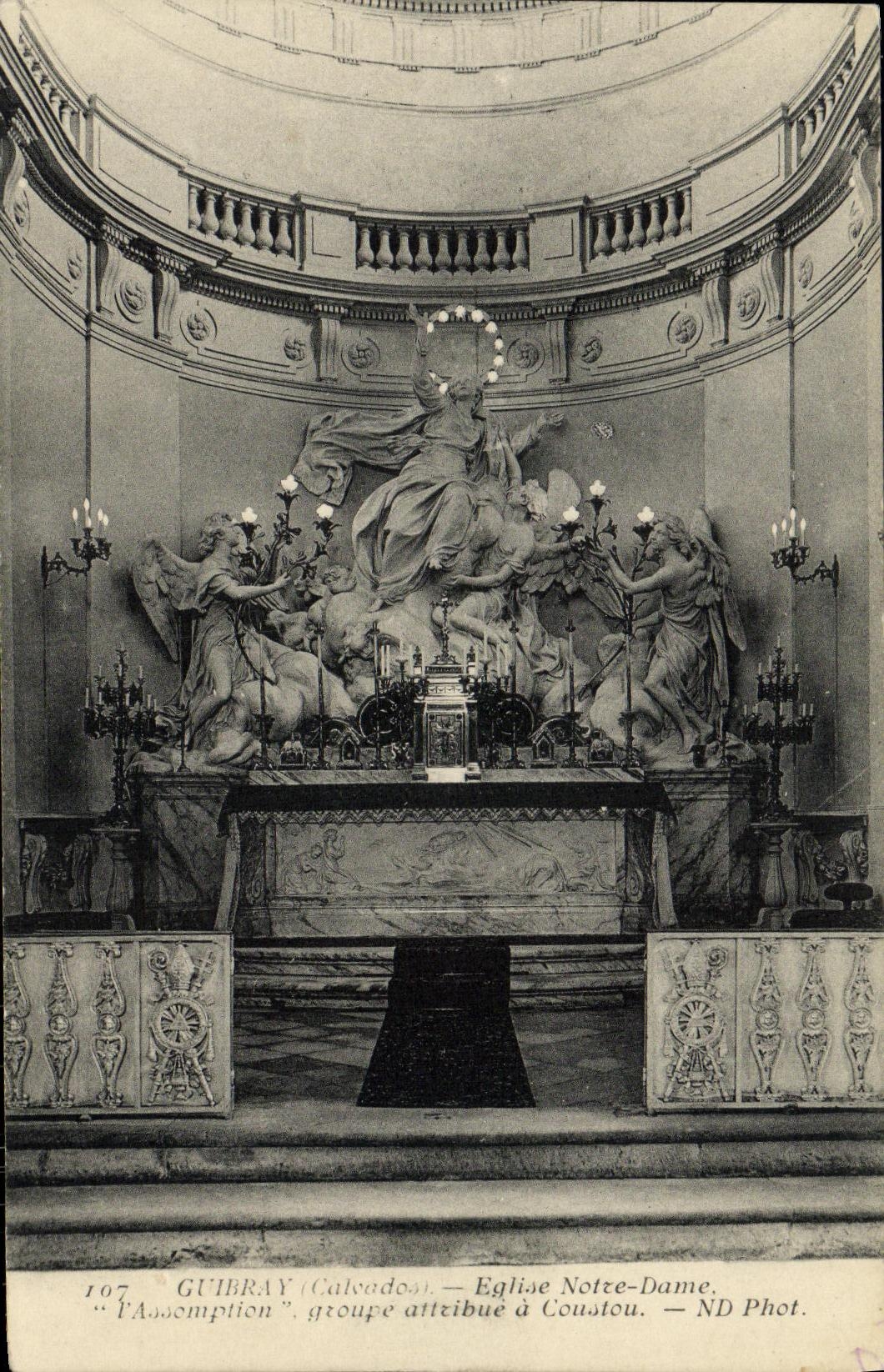 VINTAGE POSTCARD Guibray Eglise Notre Dame L Assumption group allots has Coustou