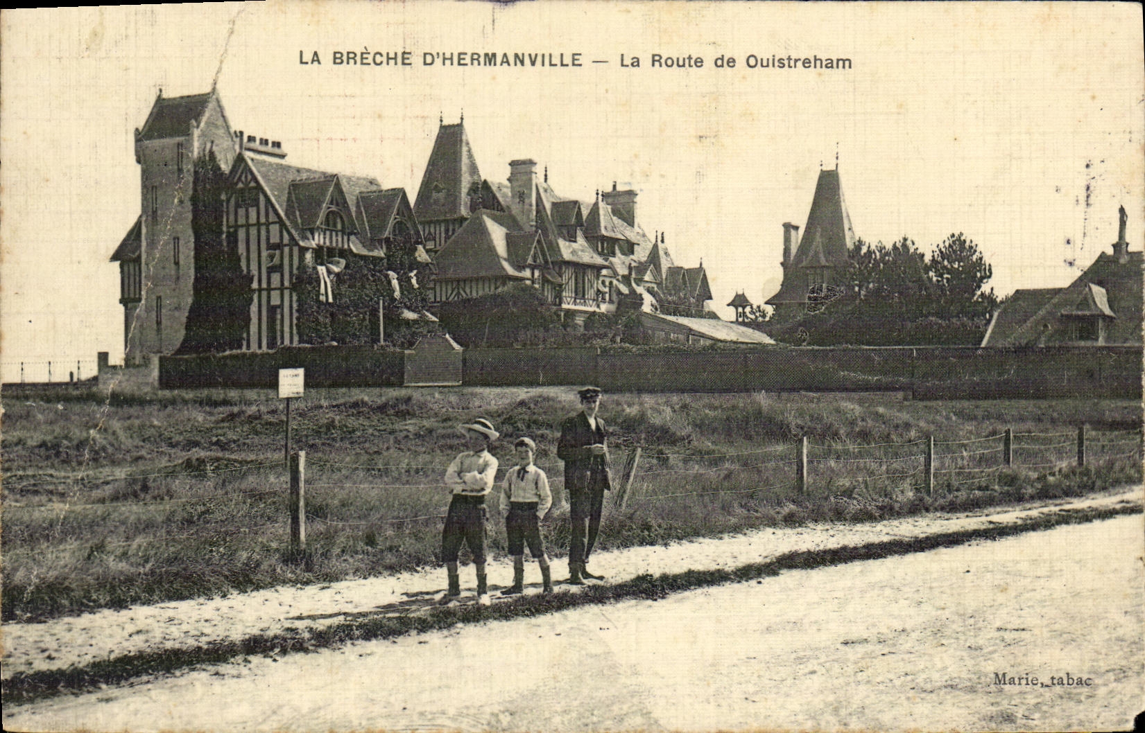 VINTAGE POSTCARD the Breach D Hermanville the Road of Ouistreham Children