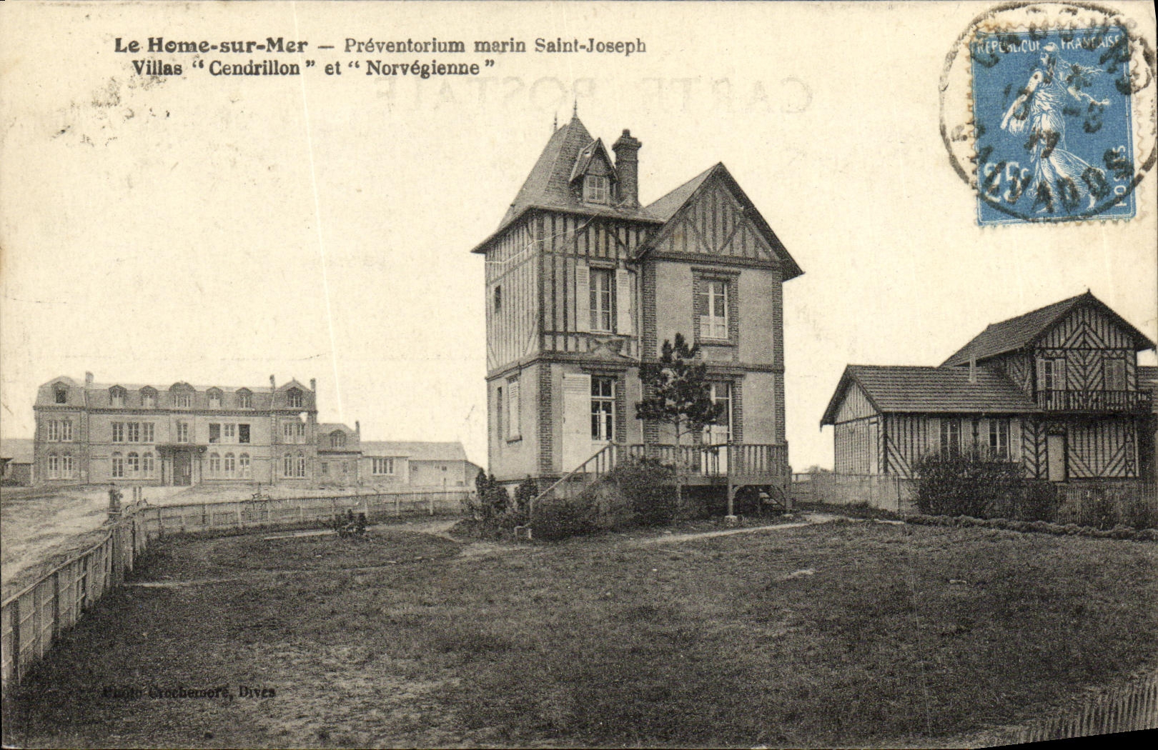 POSTAL de la VENDIMIA el hogar en los chalets santos Cinderella de Jose del sanatorio marina de la observacion del mar y el noruego