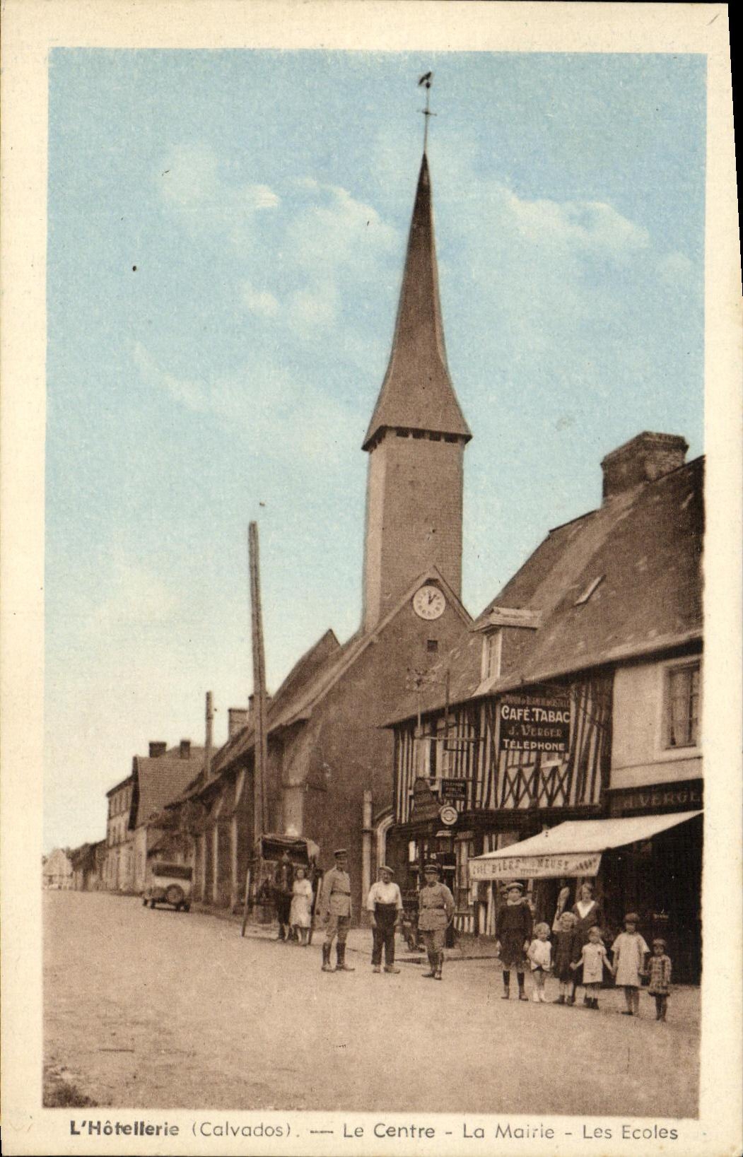 VINTAGE POSTCARD L Hotel trade the Center the Town hall Schools