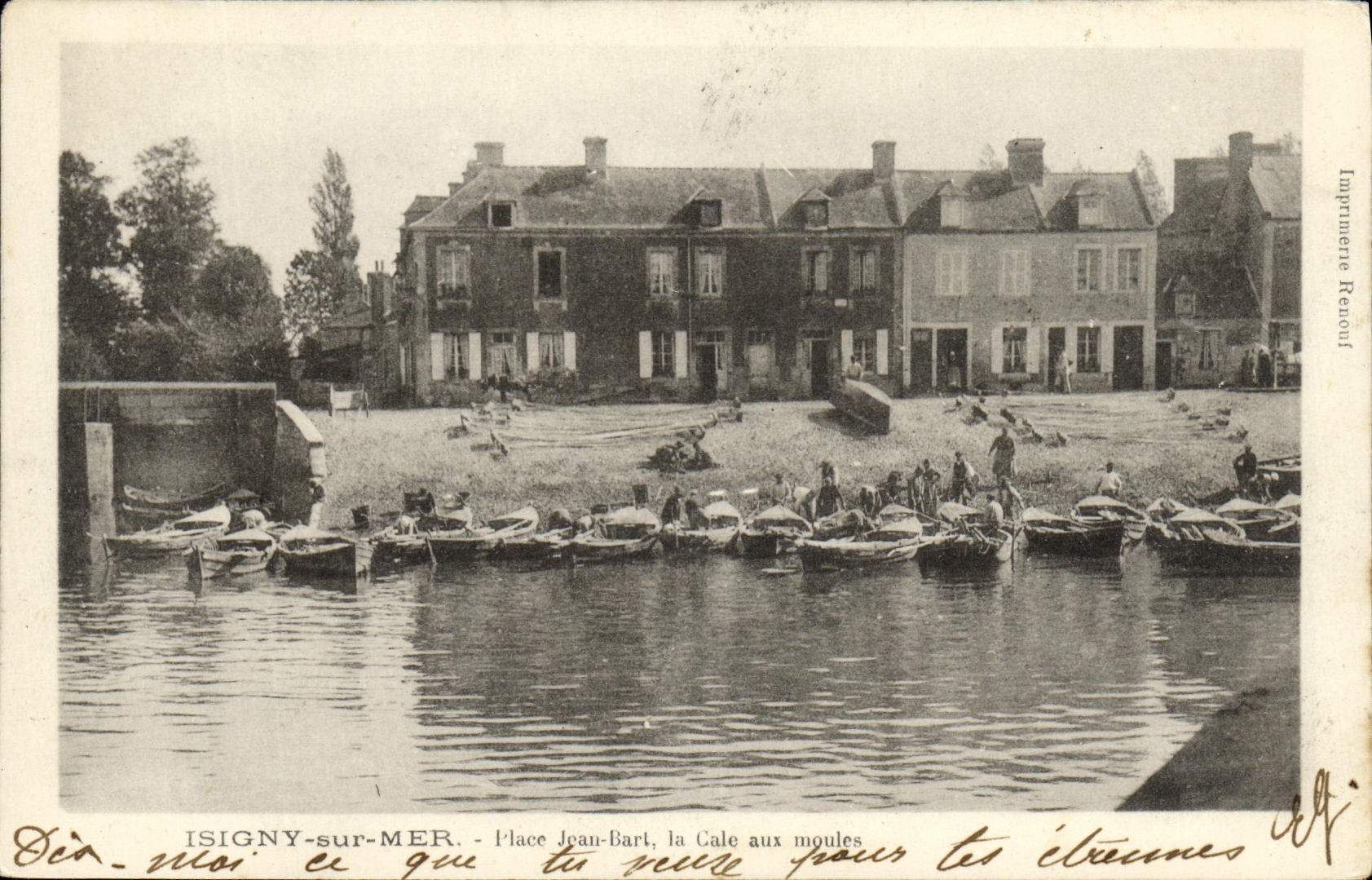 VINTAGE POSTCARD Isigny On Mer laces Jeau Bart the Hold with the Moulds Boats