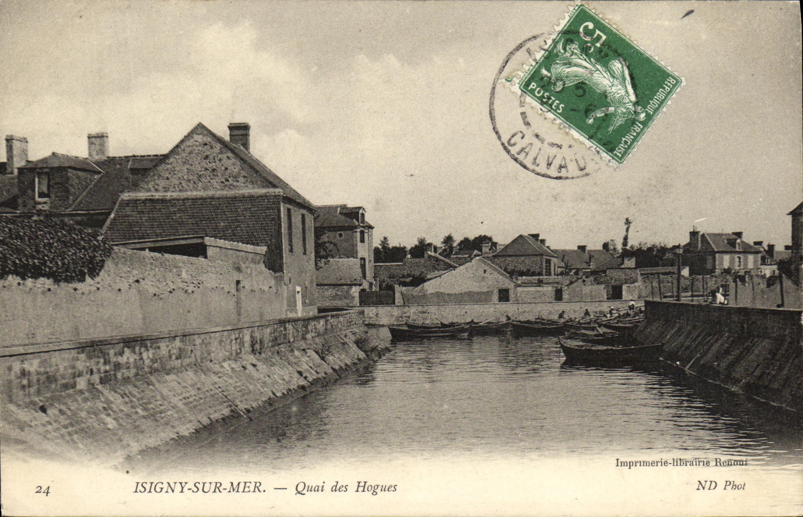 VINTAGE POSTCARD Isigny On Sea Quay of Hogues