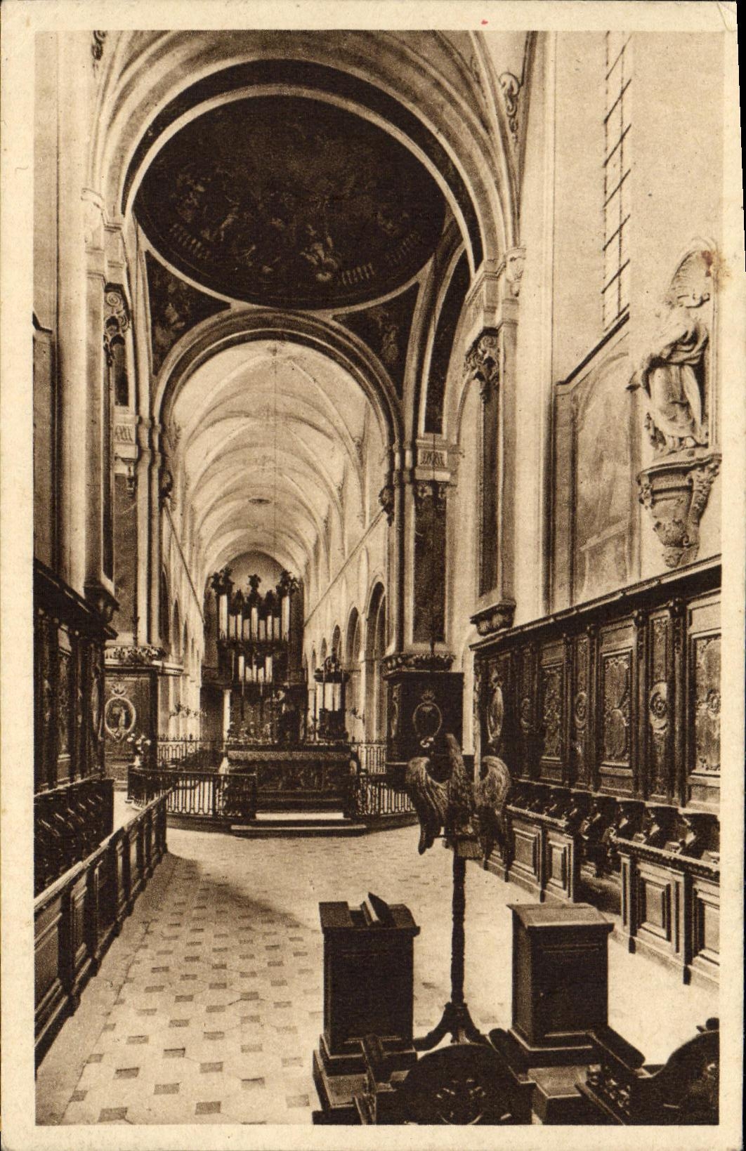 VINTAGE POSTCARD Mondaye Abbey Of Interior of L Church Seen from of L Apse