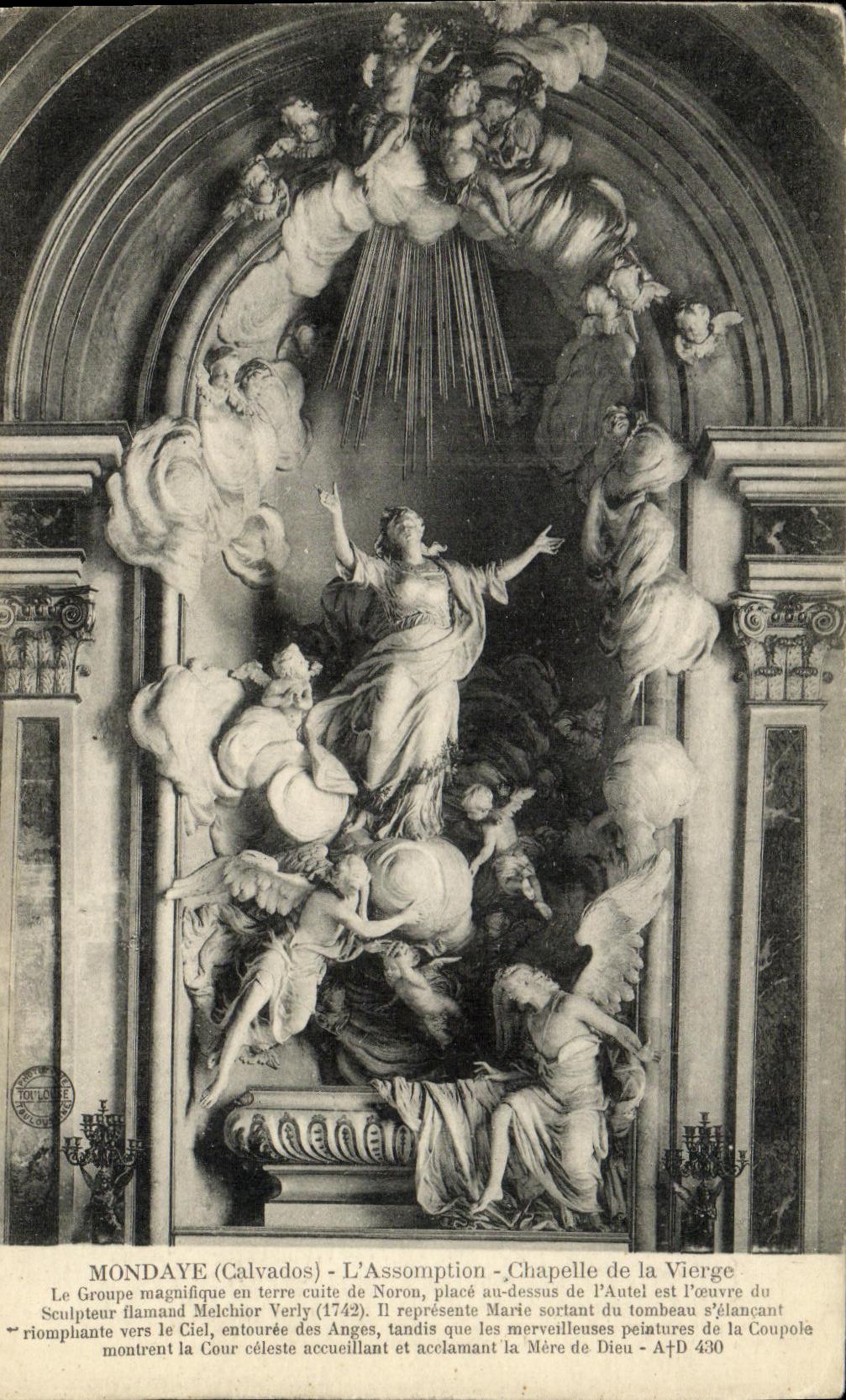 VINTAGE POSTCARD Mondaye L Assumption Vault of the Virgin