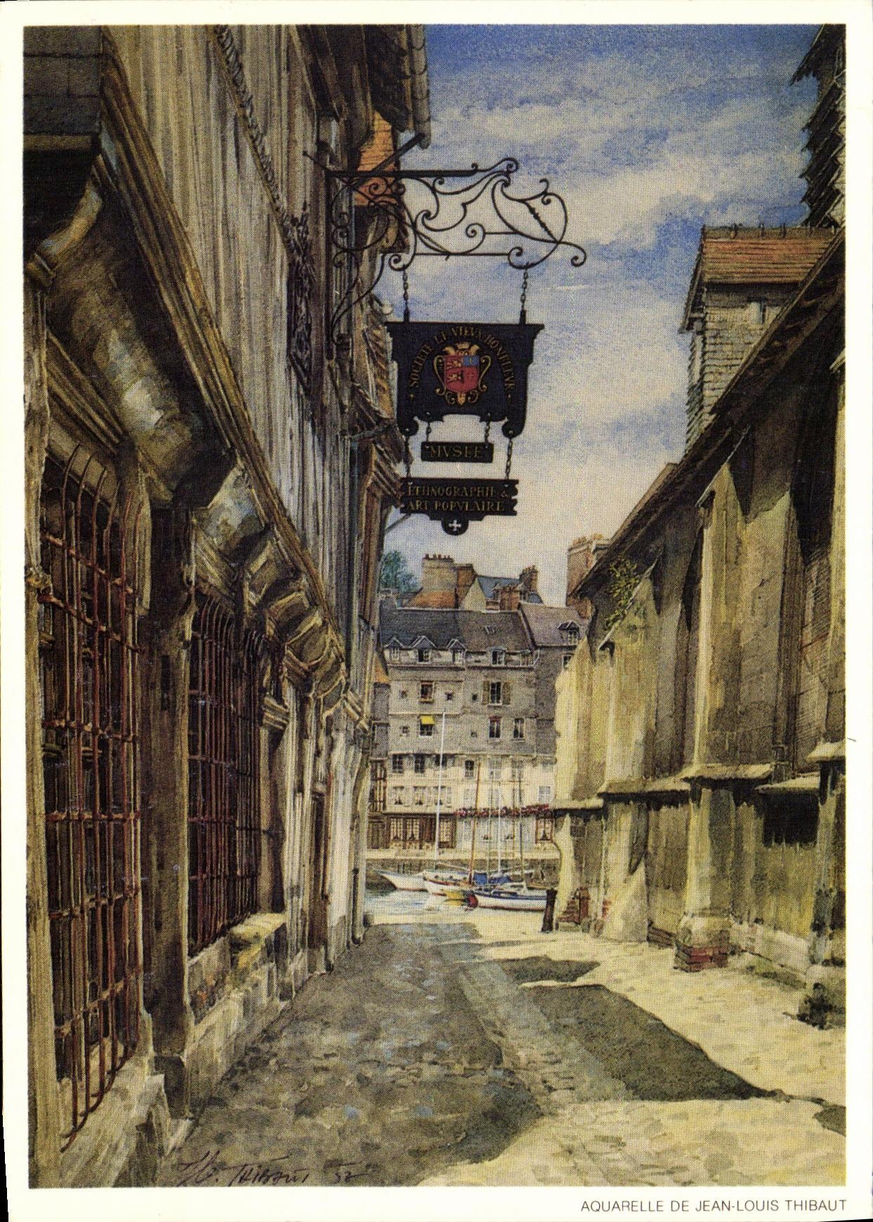 CPA Honfleur Aquarelle de Jean Louis Thibaut Societe du Vieux Honfleur