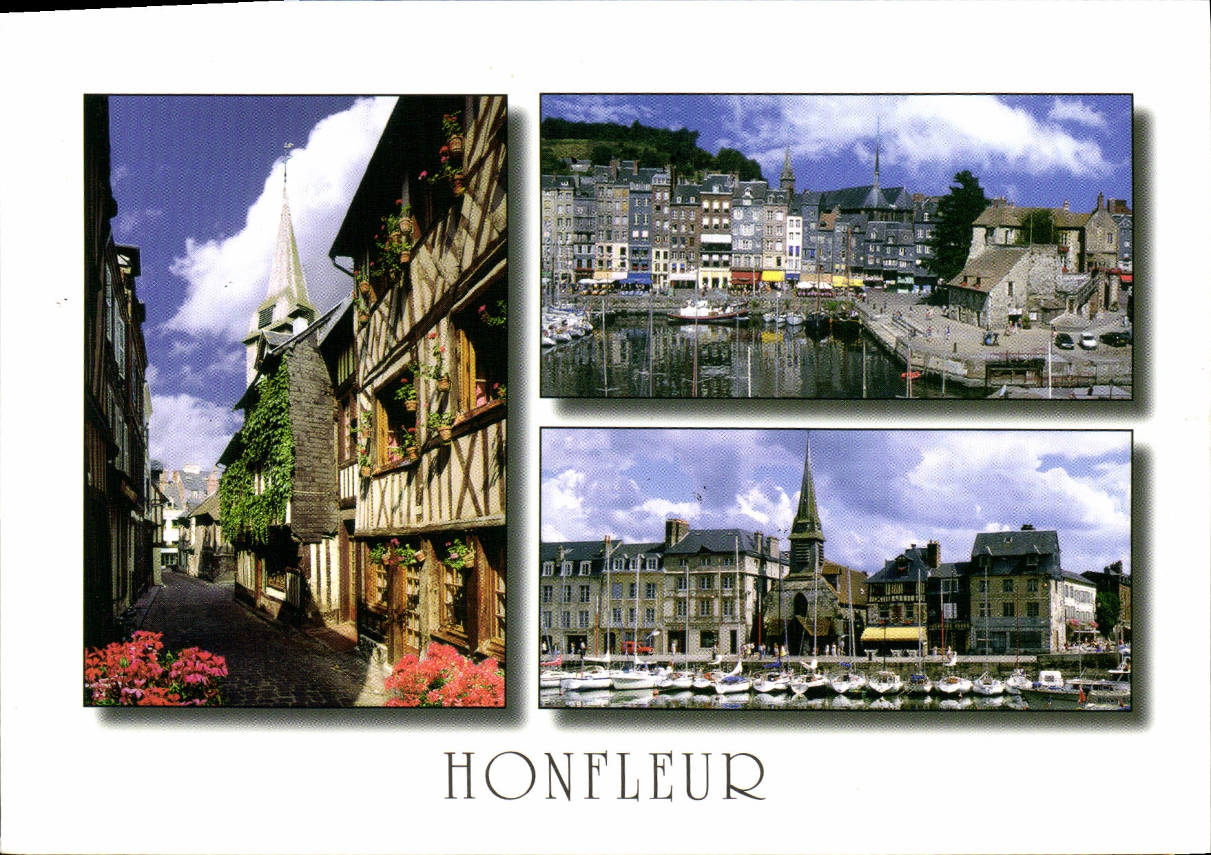 CPM Honfleur Vieille rue typique et clocher de Sainte Catherine
