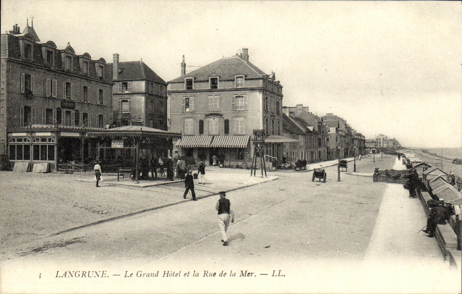 VINTAGE POSTCARD Langrune the Large Hotel and the Street of the Sea