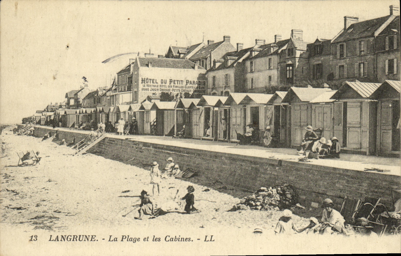 VINTAGE POSTCARD Langrune the Beach and Cabins
