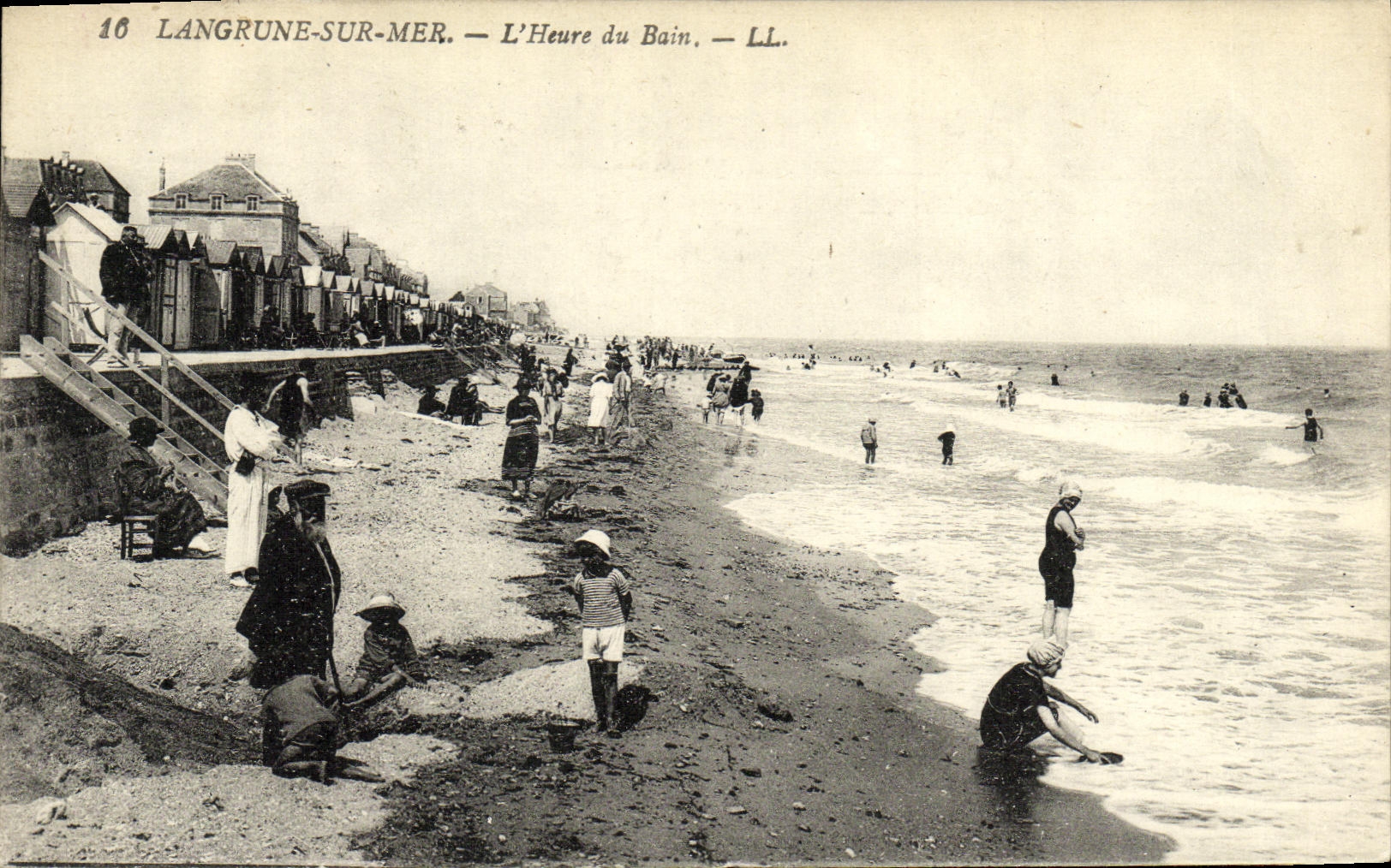 VINTAGE POSTCARD Langrune L Hour of the Bath