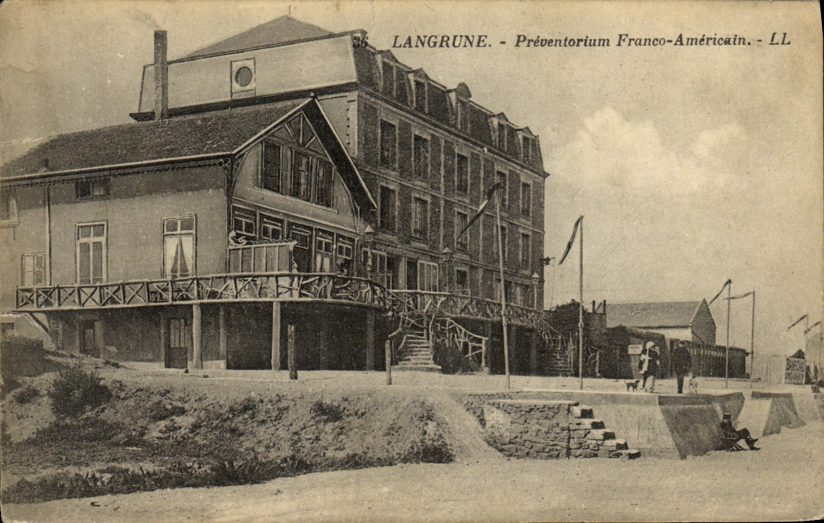 VINTAGE POSTCARD Langrune Free American Observation sanatorium
