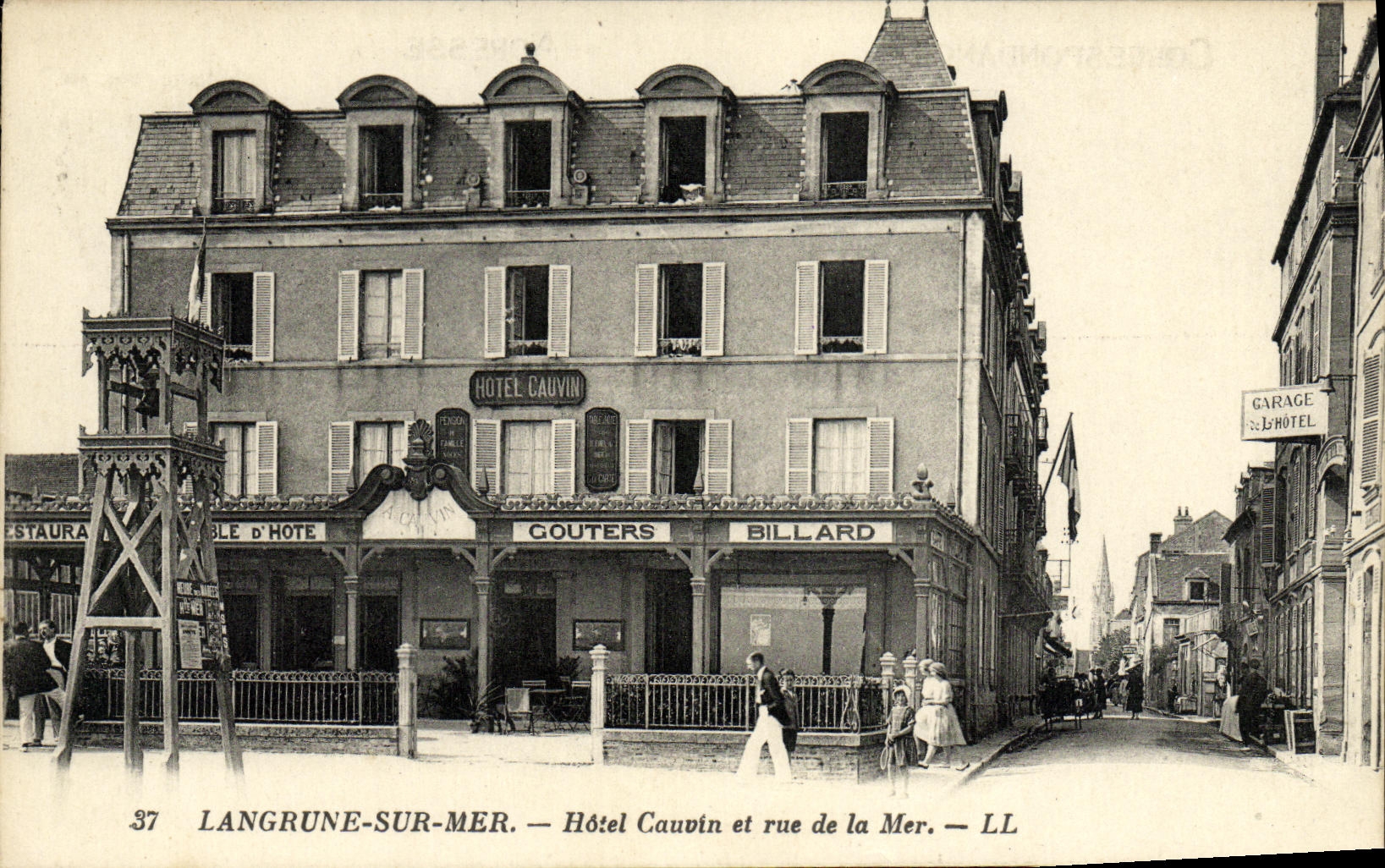 VINTAGE POSTCARD Langrune On Sea Cauvin Hotel and Rue of the Sea