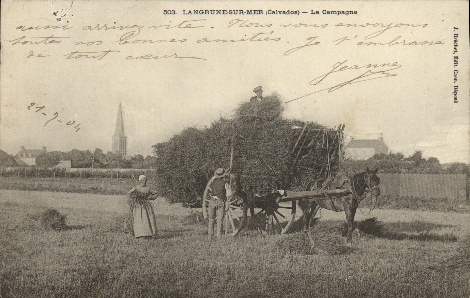 VINTAGE POSTCARD Langrune On Sea the Countryside Horse TOP