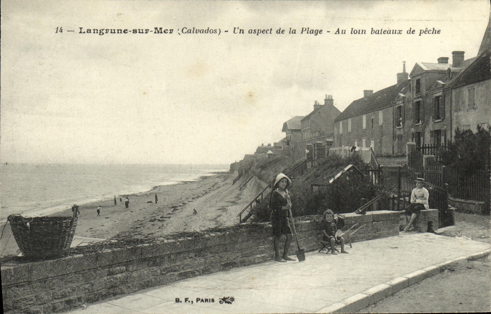 VINTAGE POSTCARD Langrune On Sea an Aspect of the Beach With Far Boats from sin