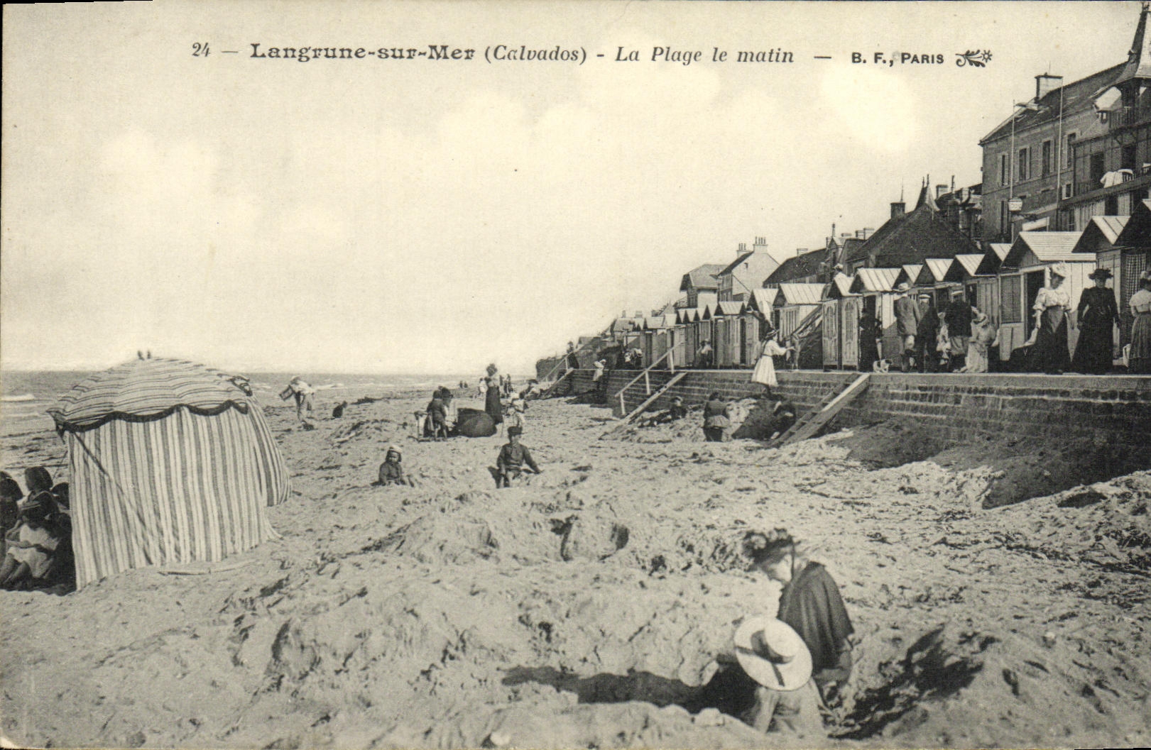 VINTAGE POSTCARD Langrune On Sea the Beach the Morning