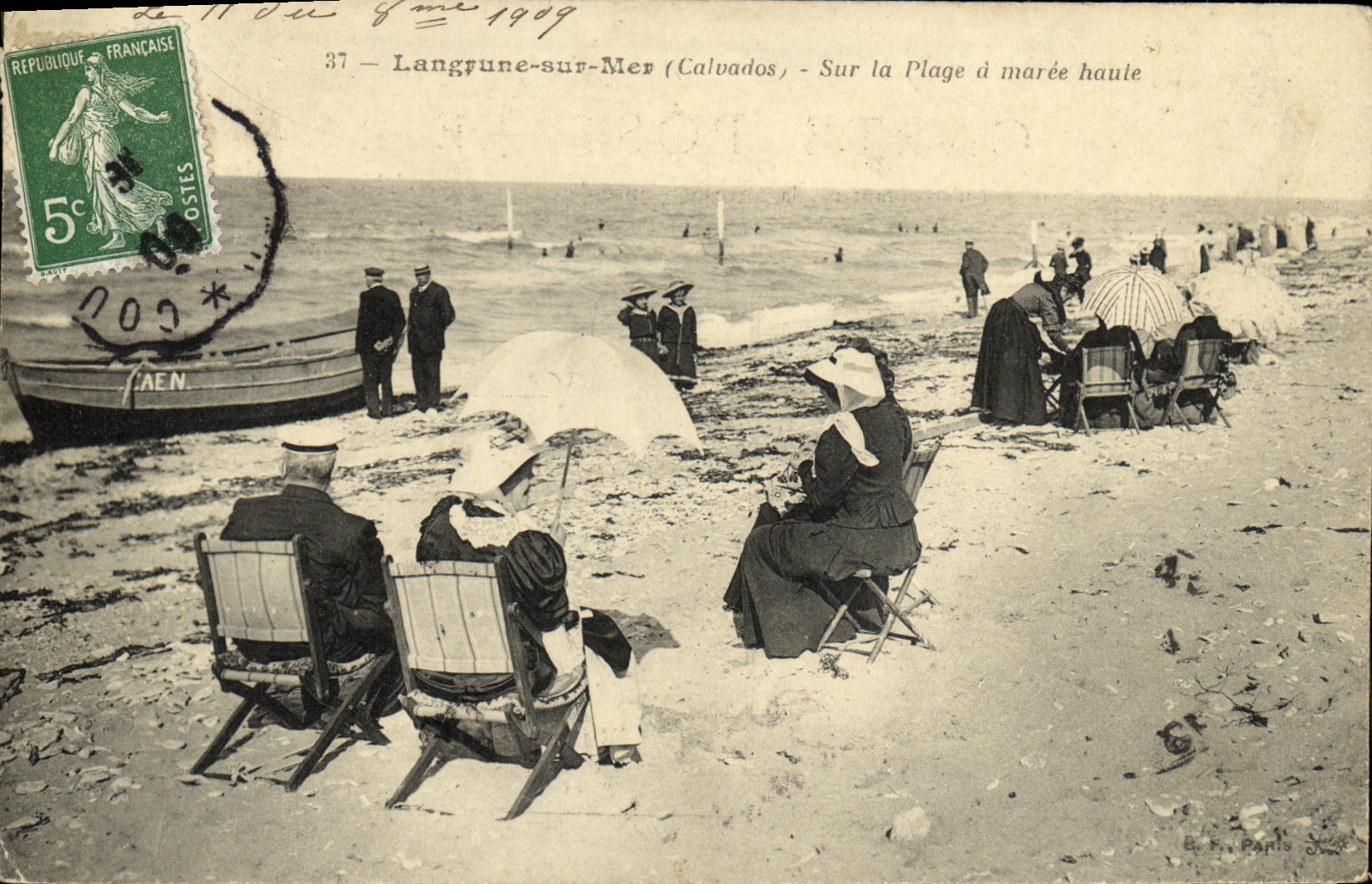 VINTAGE POSTCARD Langrune On Mer On the Beach has High tide
