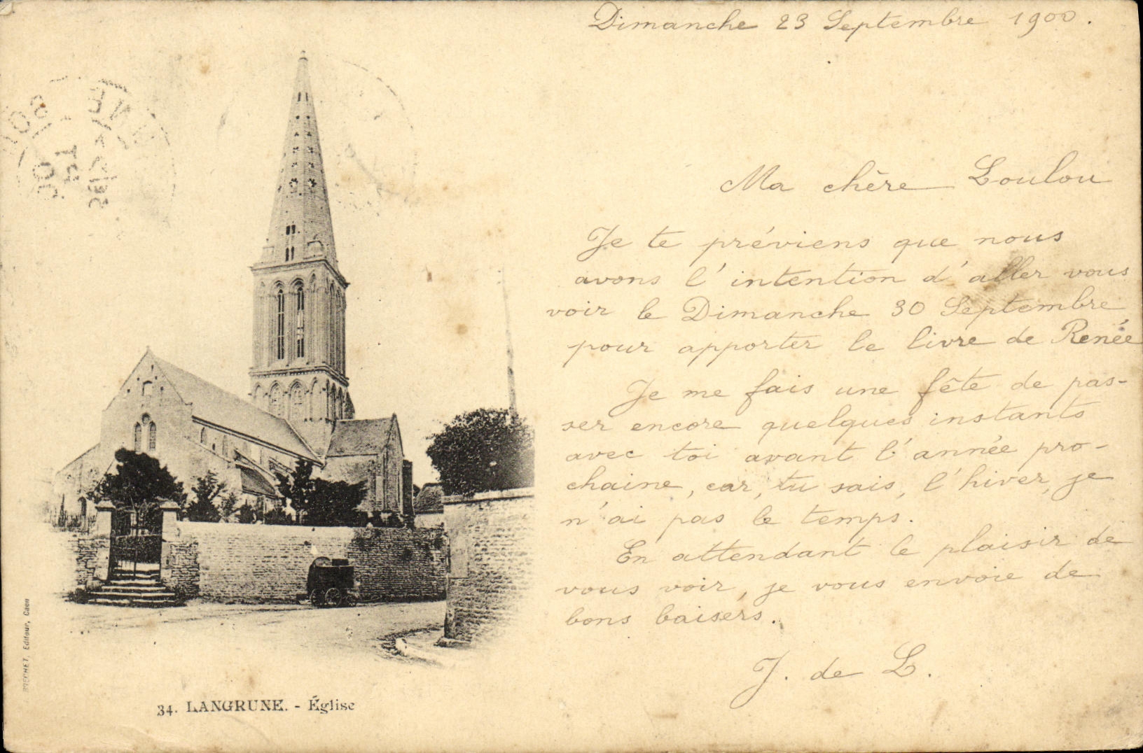 VINTAGE POSTCARD Langrune Church