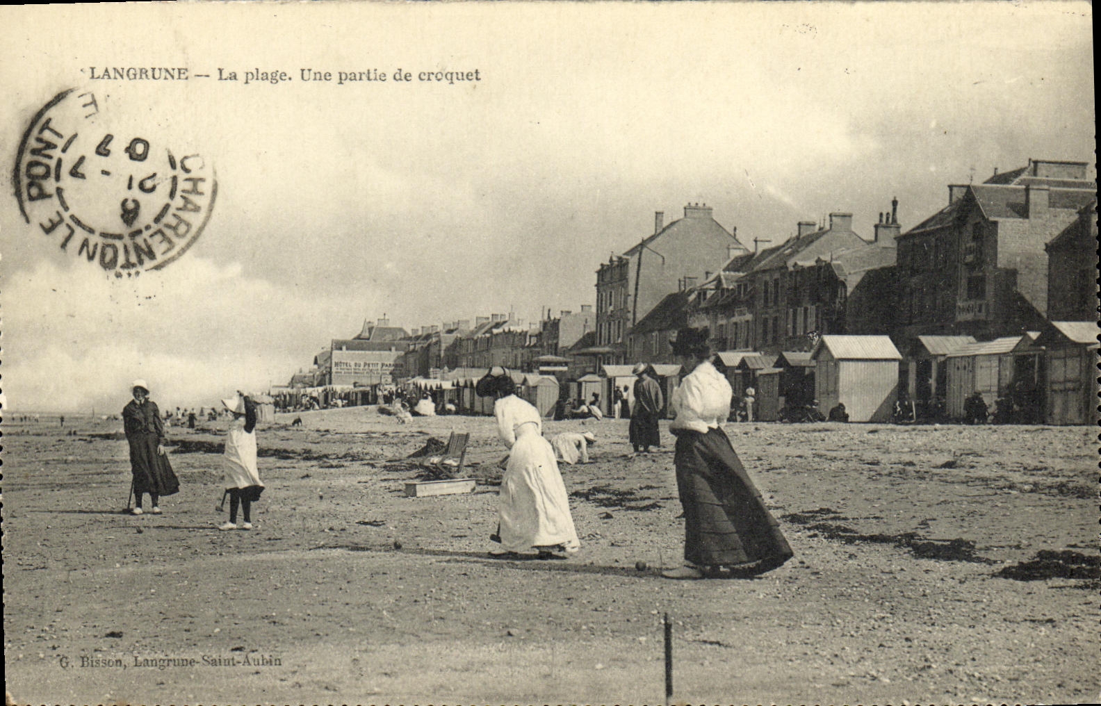 VINTAGE POSTCARD Langrune the Beach Part of Croquet