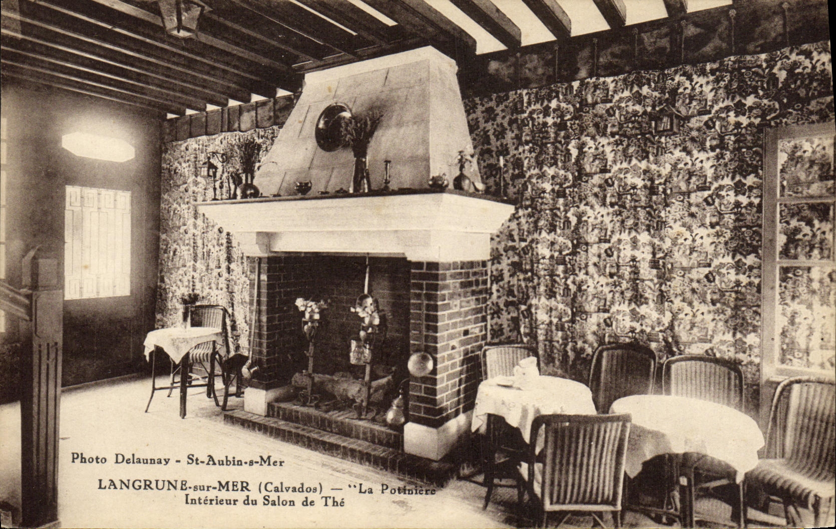 VINTAGE POSTCARD Langrune On Sea the Iron boiler Interior of the living room of the
