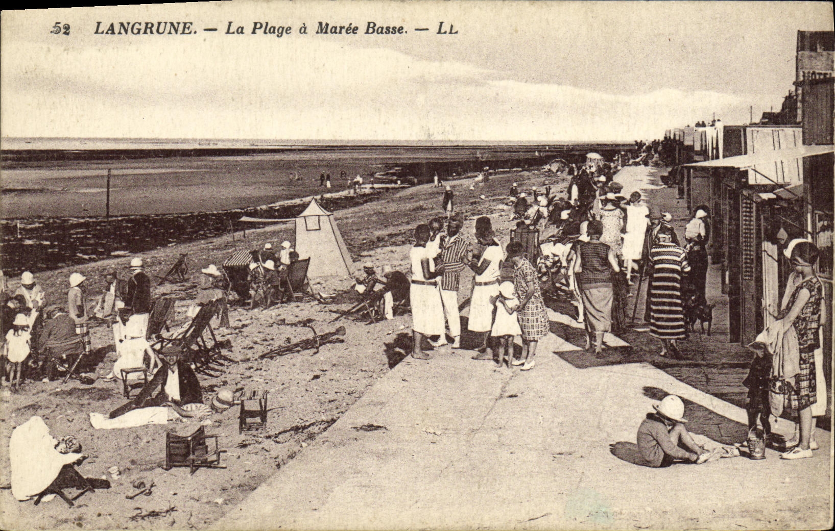 VINTAGE POSTCARD Langrune On Mer the Beach has Low tide