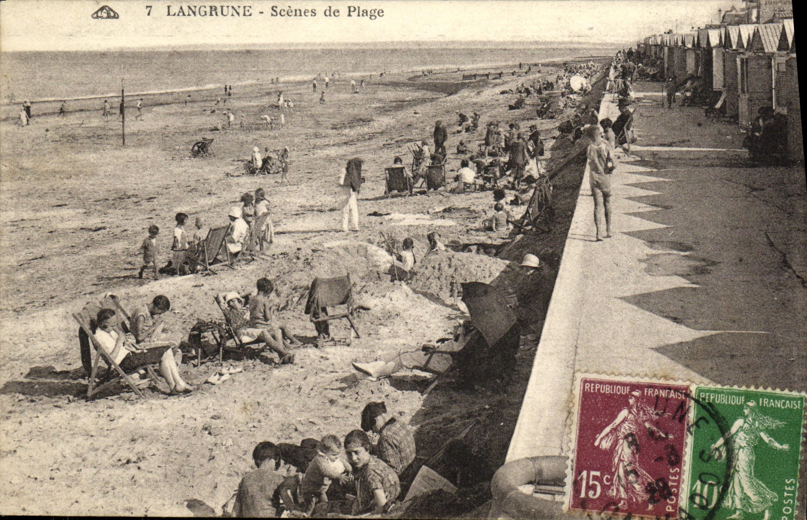 VINTAGE POSTCARD Langrune Scenes of Beach