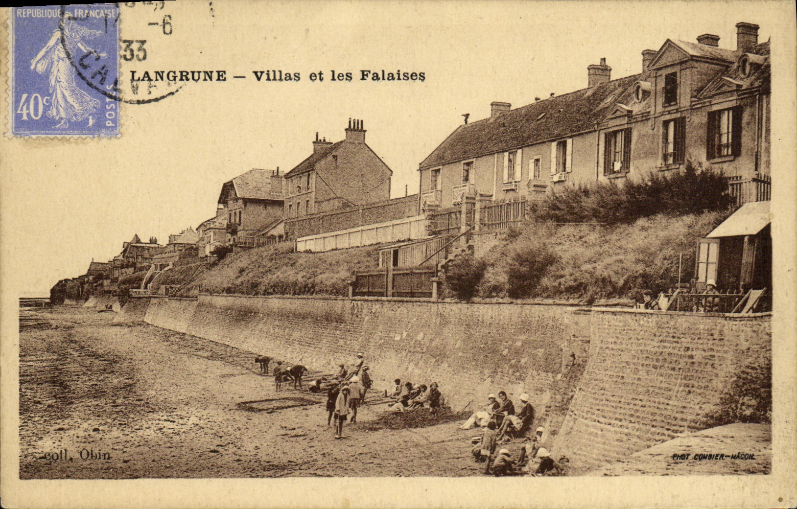 VINTAGE POSTCARD Langrune Villas and Cliffs
