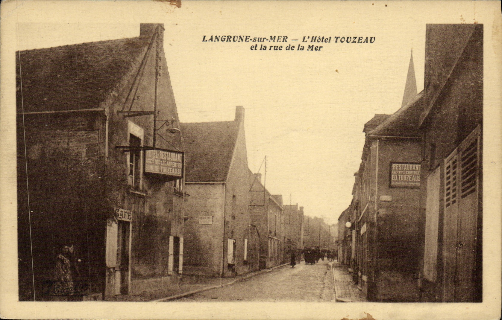 VINTAGE POSTCARD Langrune On Sea L Hotel Touzeau and the Street of the Sea