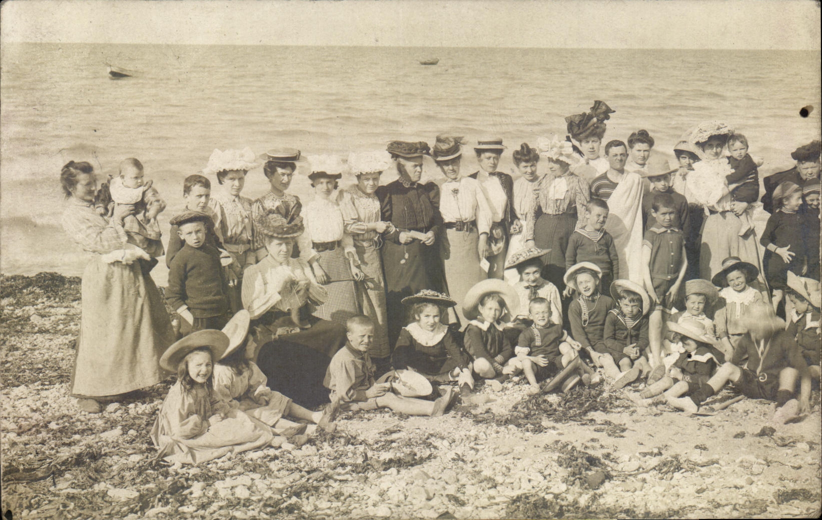 Real photo Langrune On Sea With the palge Women   children