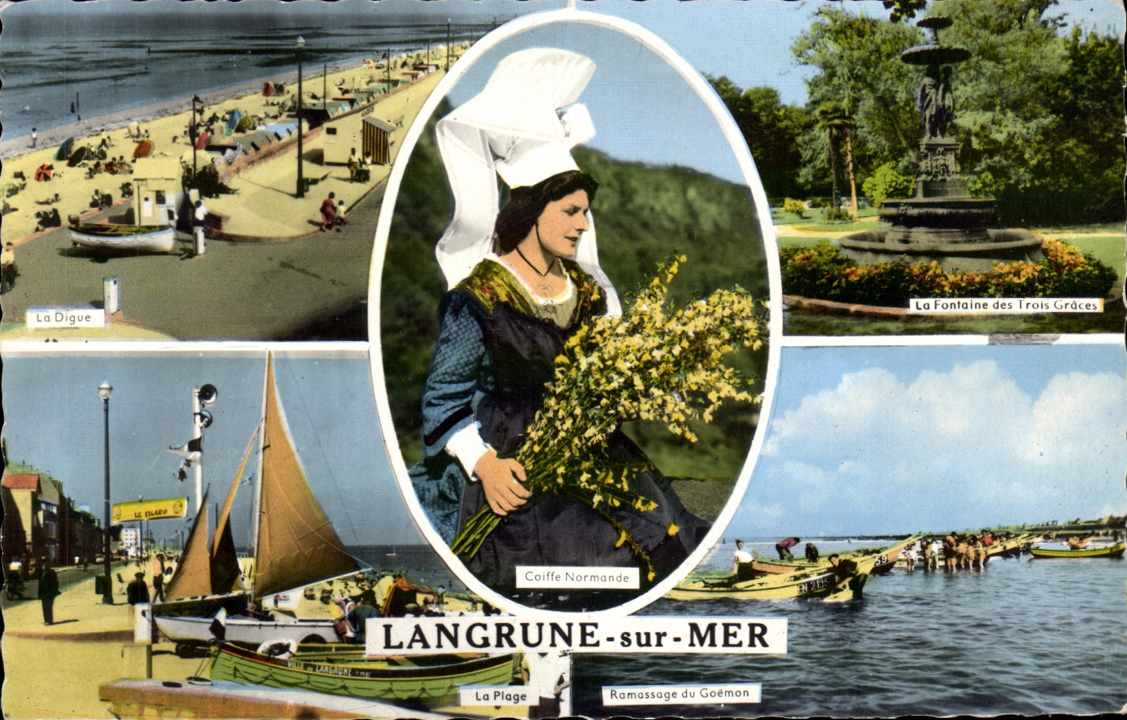 MODERN CARD Langrune On Sea the dam Fountain of the Three Graces Collecting of Goemon