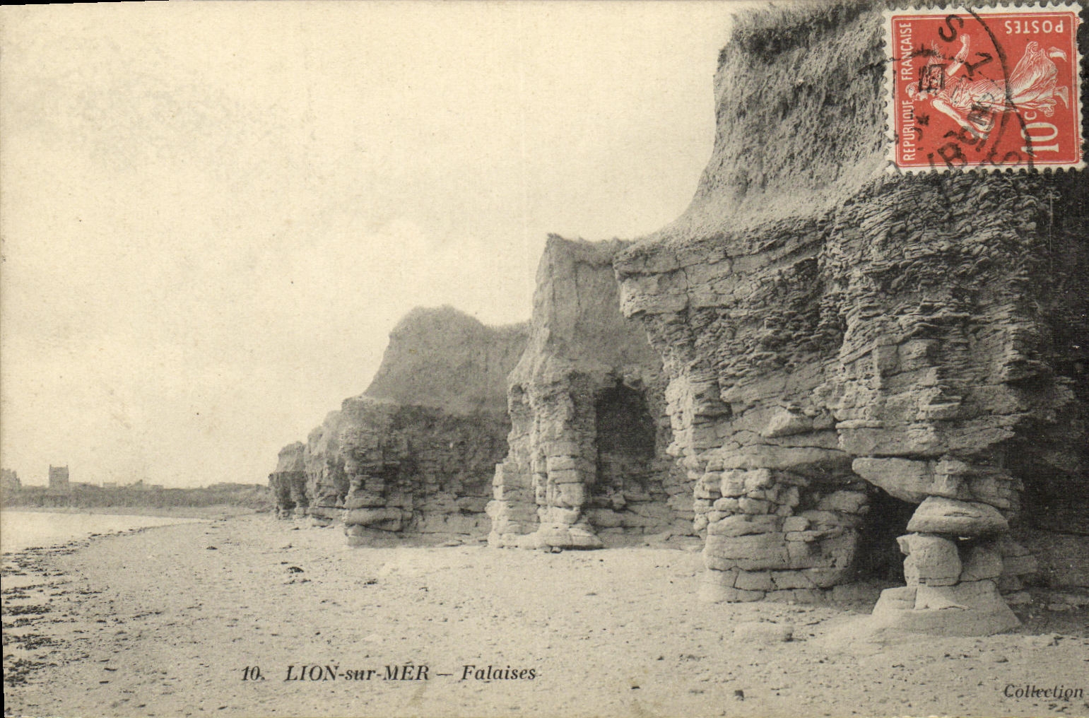VINTAGE POSTCARD Lion sur Mer Cliffs
