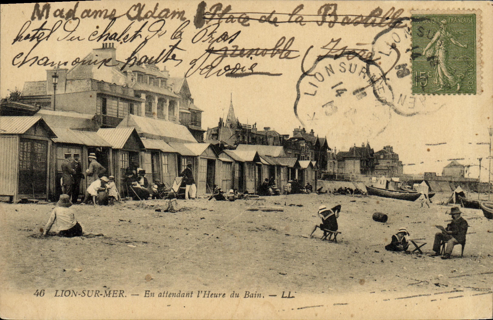 VINTAGE POSTCARD Lion sur Mer While Waiting for L Hour of the Bath