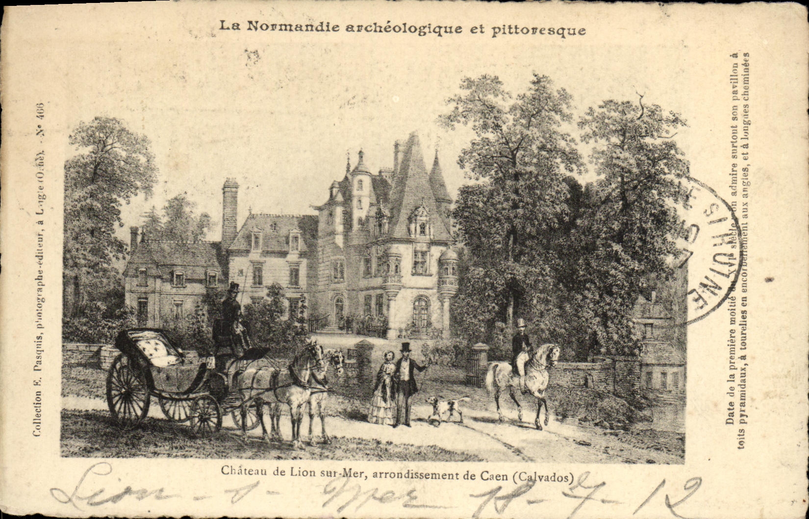 VINTAGE POSTCARD Lion sur Mer Castle district of Caen