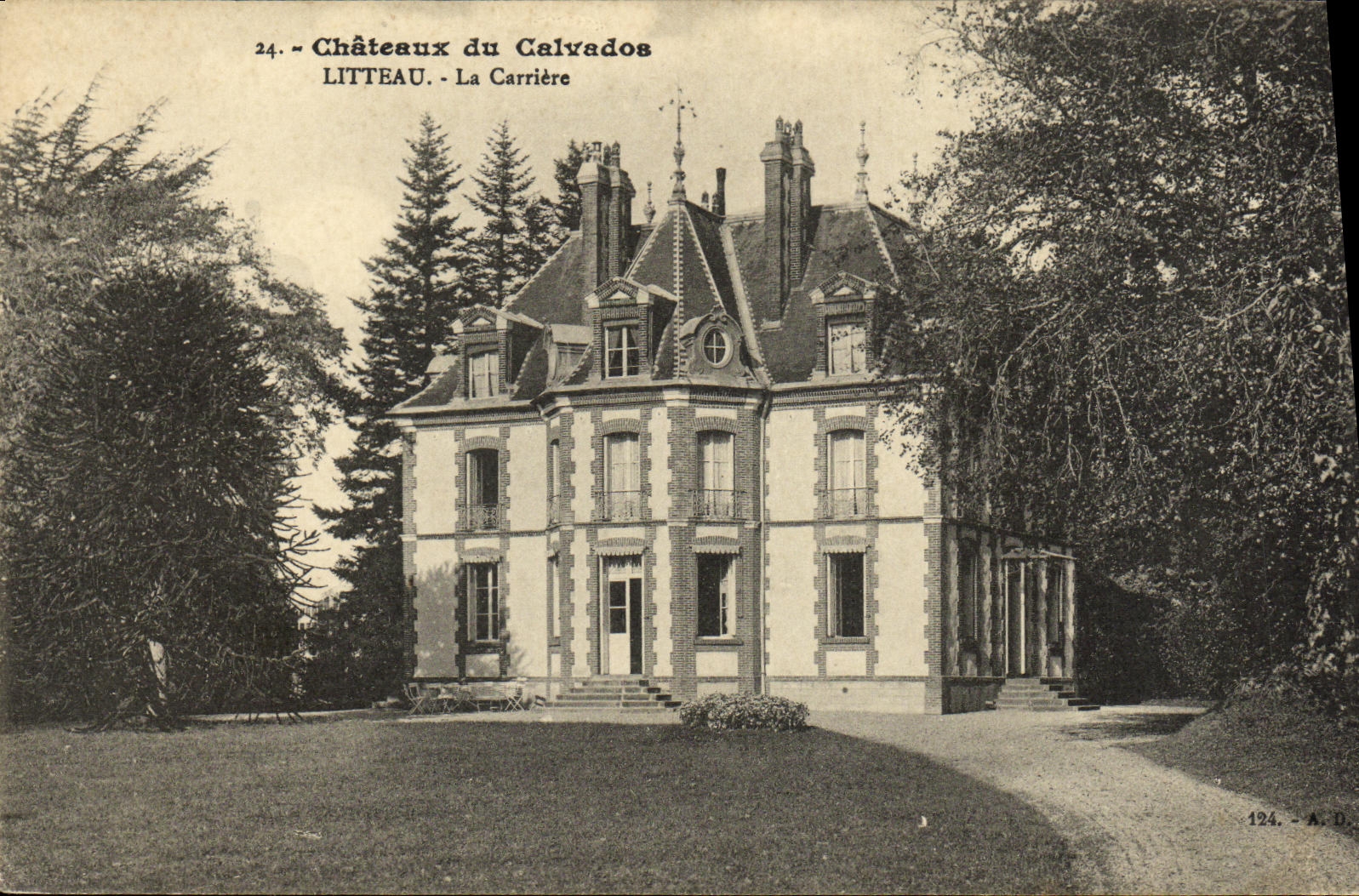 Castillos de la POSTAL de la VENDIMIA del Apple brandy de Litteau la carrera