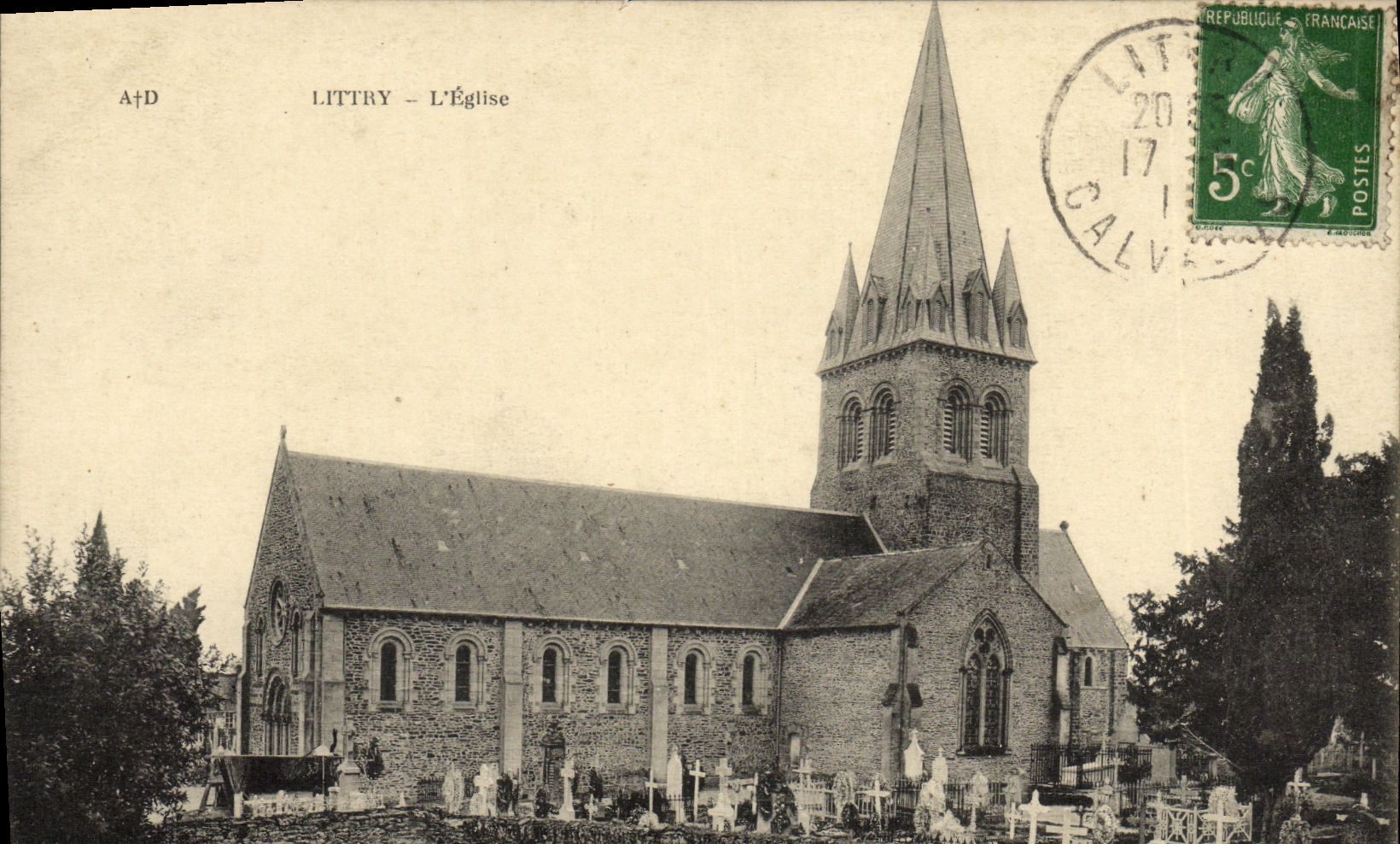 VINTAGE POSTCARD Littry L Church