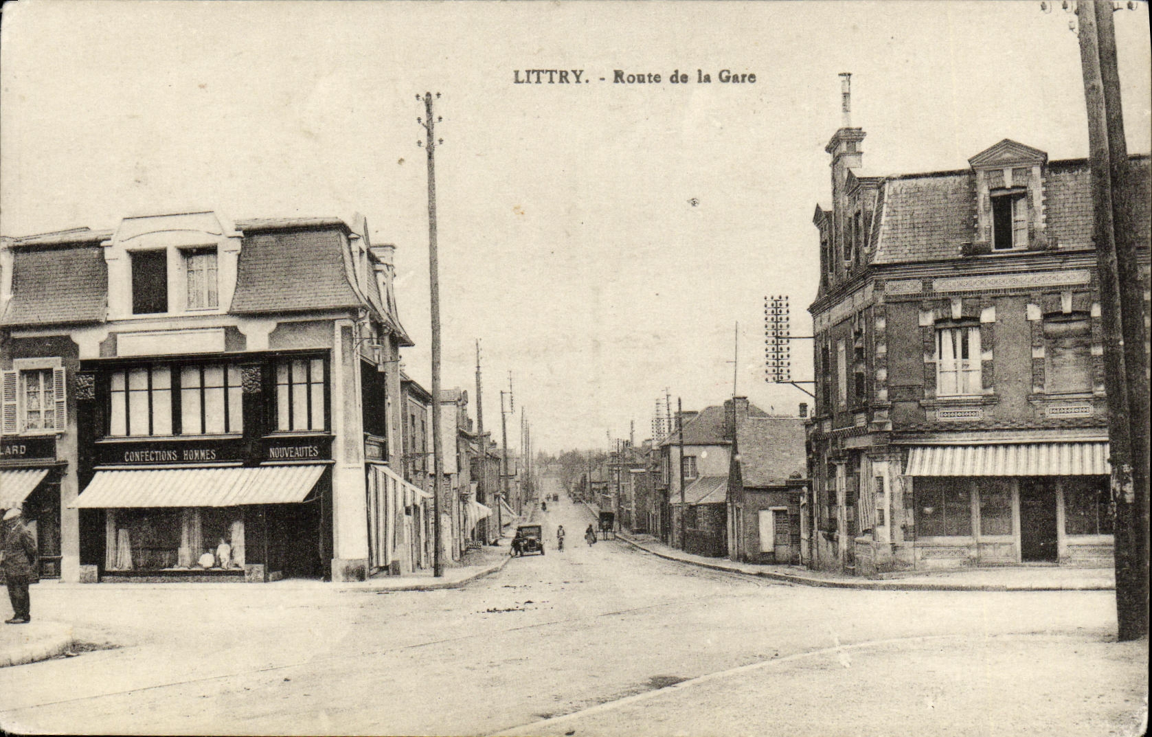 VINTAGE POSTCARD Littry Road of the Station