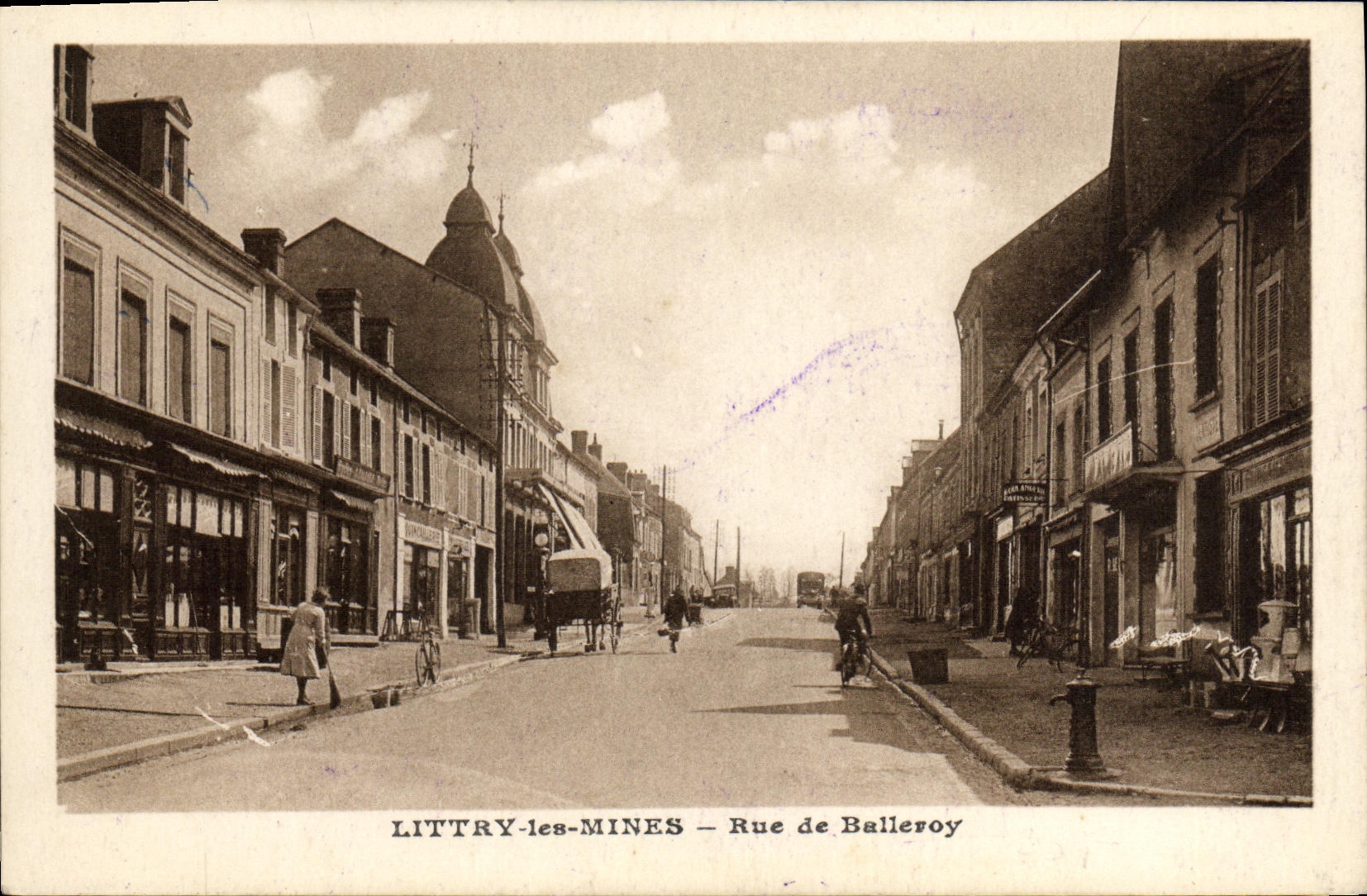 VINTAGE POSTCARD Littry the Mines Street of Balleroy