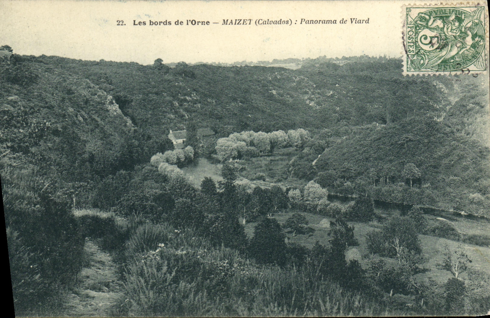 La POSTAL de la VENDIMIA los bordes de L adorna el panorama de Maizet de Viard