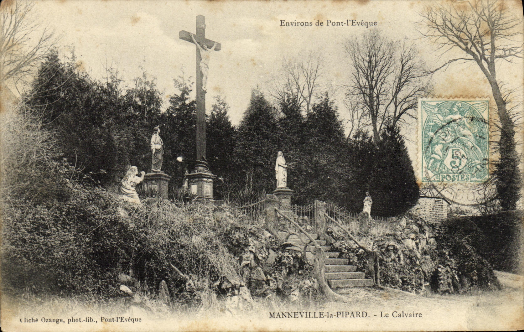 POSTAL Manneville Pipard de la VENDIMIA los alrededores del martirio del puente L obispo