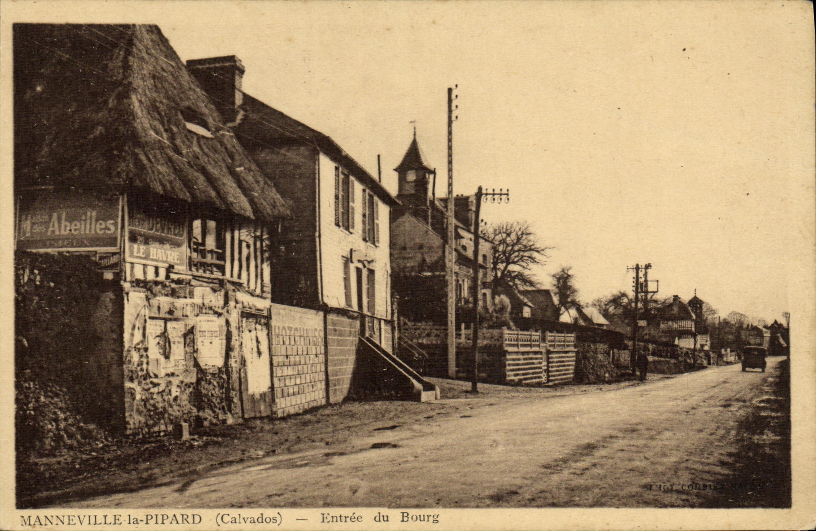 VINTAGE POSTCARD Manneville Pipard Entered of the Borough