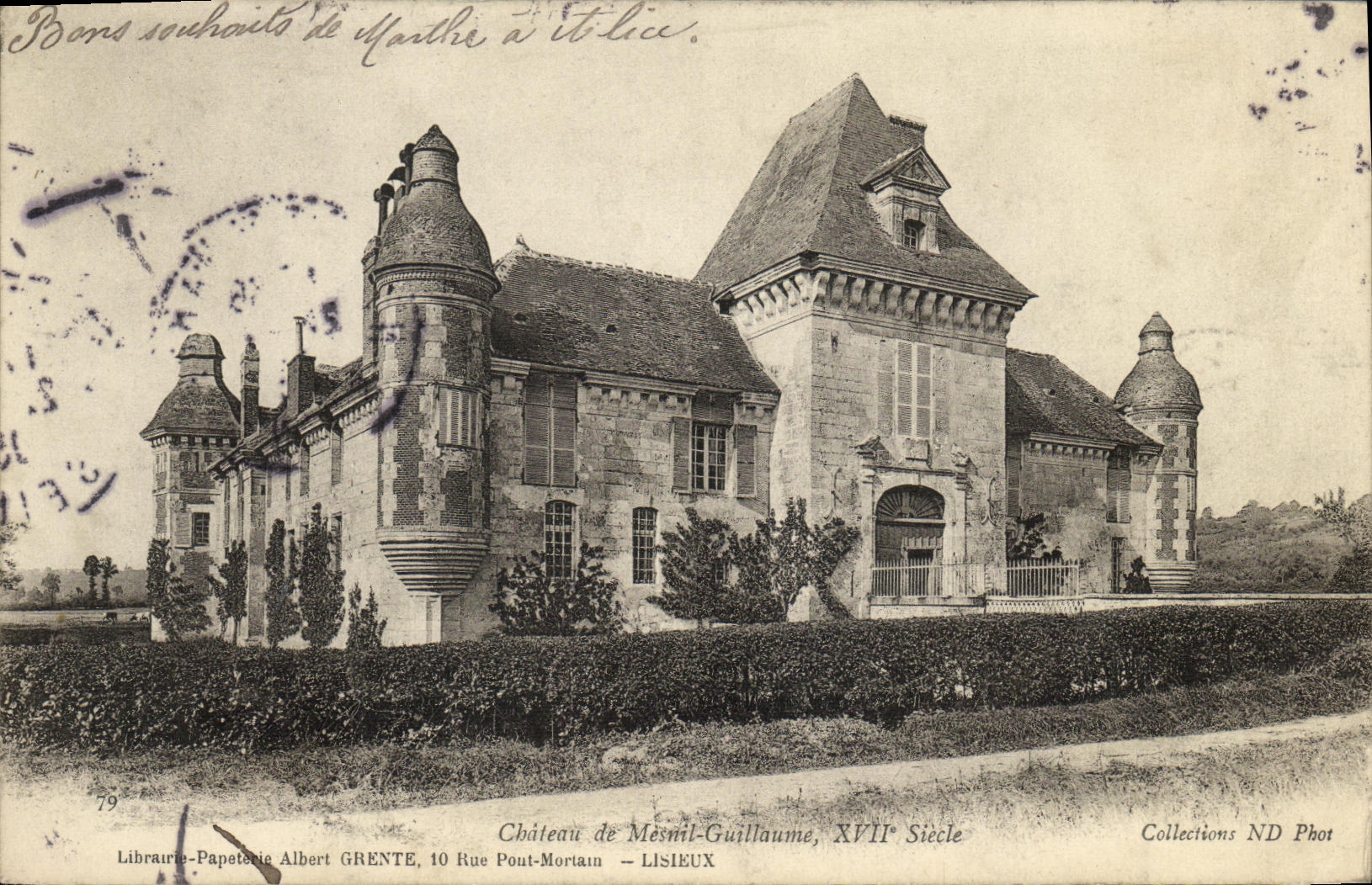 VINTAGE POSTCARD Castle of Mesnil Guillaume XVll E Century