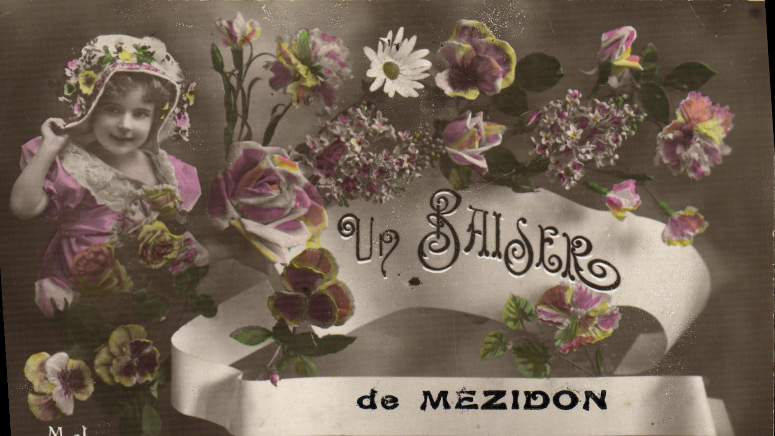 VINTAGE POSTCARD a Kiss of Mezidon