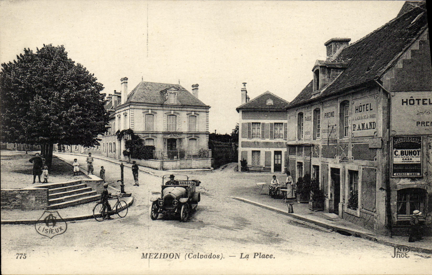 VINTAGE POSTCARD Mezidon the Automobile Place
